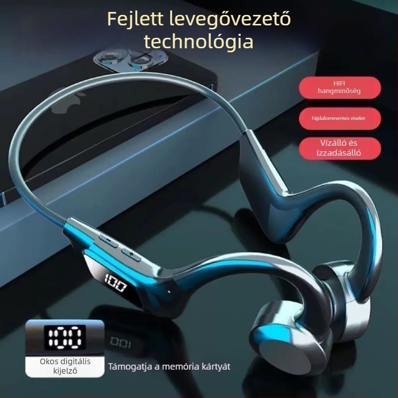 X7 csontvezetéses vezeték nélküli Bluetooth sport fülhallgató, vízálló, fül mögötti rögzítés, 6 szintű futásérzékelő