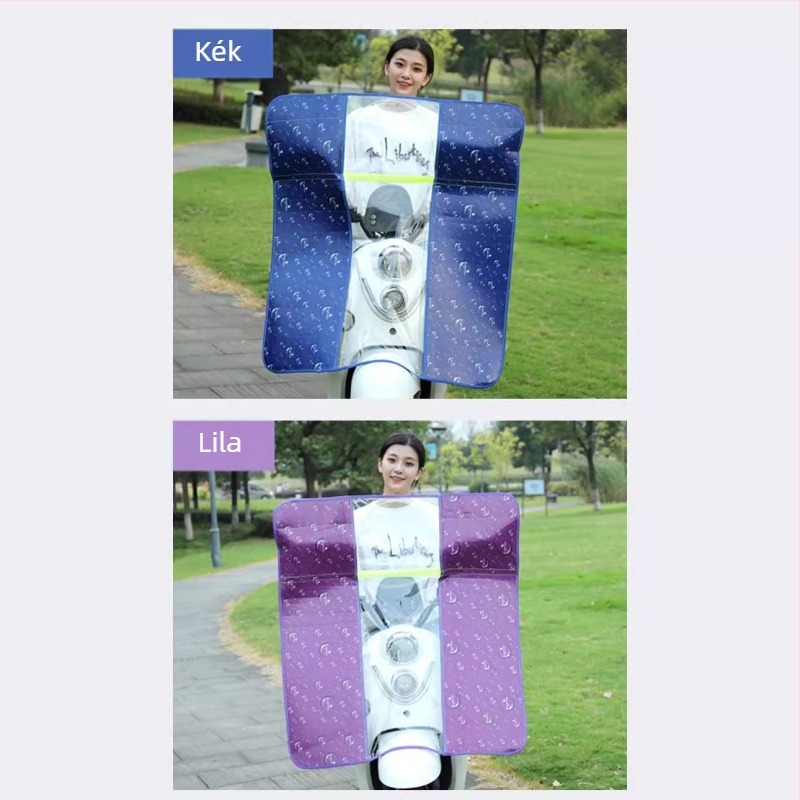 Átlátszó PVC első szélvédő esővédő elektromos járművekhez — alkalmas robogóra, motorkerékpárra és elektromos autóra, nyomtatott logóval, nem vízálló