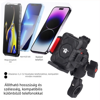 Motorkerékpárhoz készült telefontartó rezgéscsillapítóval, kompatibil motorkerékpárokkal, elektromos járművekkel, kerékpárokkal és triciklikkel; Modell Tq133-tq136, Márka Tq, töltésre és navigációra