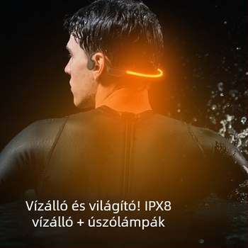 Csontvezetéses fejhallgató IP68 vízálló, Bluetooth 5.4, hatótáv 15 m, üzemidő több mint 8 óra