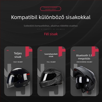 MT02 motorkerékpár sisak Bluetooth fejhallgató beépített mikrofonnal, kihangosítással, navigációval és zenével (Bluetooth 5.0; nyak körüli hordozás; sztereó; hívásfunkció; zene lejátszás)