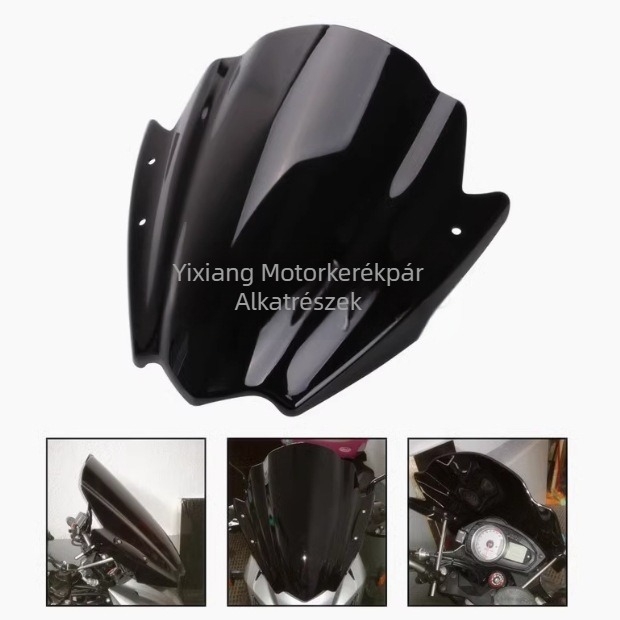 Motorkerékpár szélvédő tartóval — magas, vastag PC szélvédő, modell WW029, kompatibilis Honda, BMW, Yamaha, KTM, Kawasaki, Ducati
