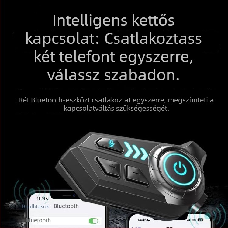 X10C Bluetooth sisakhoz fülhallgató – Vízálló, Zajcsökkentés, Bluetooth 6.0, 400 mAh akkumulátor, Hosszú üzemidő, Fül fölötti viselés, Érintés + gombos vezérlés