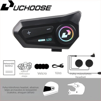 Motorkerékpár Bluetooth headset teljes-arcú és fél-arcú sisakhoz - sztereó, Bluetooth 5.0, 5 m hatótáv, 16 h akkumulátor, chip 5.4