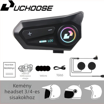 Motorkerékpár Bluetooth headset teljes-arcú és fél-arcú sisakhoz - sztereó, Bluetooth 5.0, 5 m hatótáv, 16 h akkumulátor, chip 5.4