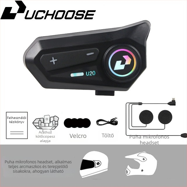 Motorkerékpár Bluetooth headset teljes-arcú és fél-arcú sisakhoz - sztereó, Bluetooth 5.0, 5 m hatótáv, 16 h akkumulátor, chip 5.4
