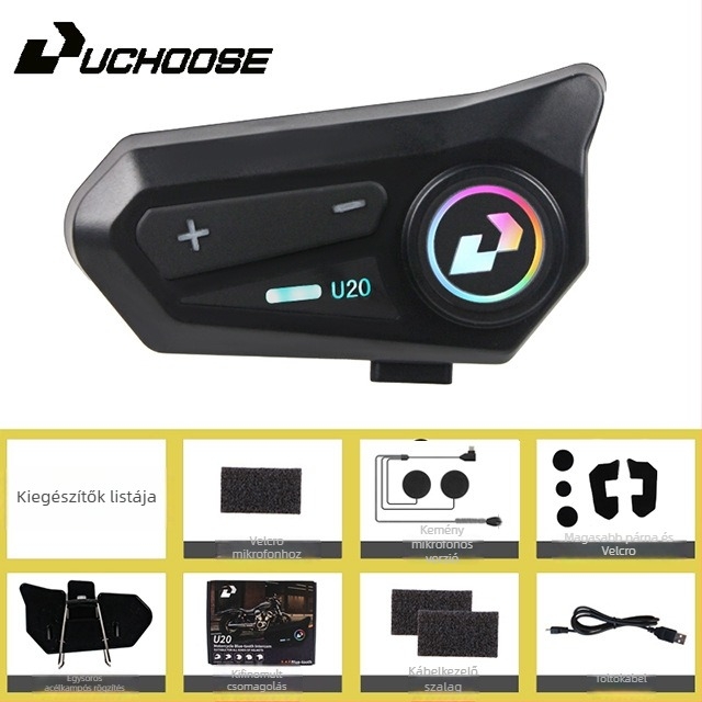 Motorkerékpár Bluetooth headset teljes-arcú és fél-arcú sisakhoz - sztereó, Bluetooth 5.0, 5 m hatótáv, 16 h akkumulátor, chip 5.4