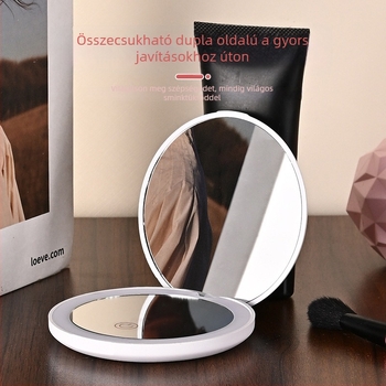 Összecsukható sminktükör, 2x nagyítás, kétoldalas, hordozható mini
