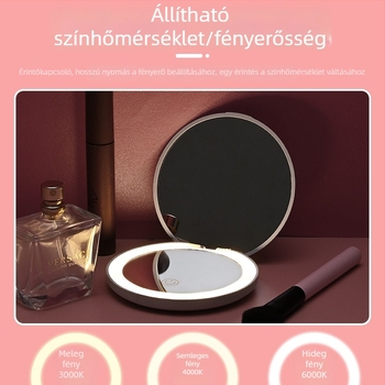 Összecsukható sminktükör, 2x nagyítás, kétoldalas, hordozható mini