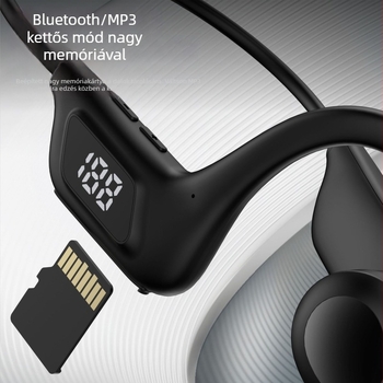 Csontvezetéses Bluetooth headset nyakba rögzítve, kártyahely, digitális kijelző, Bluetooth 5.0