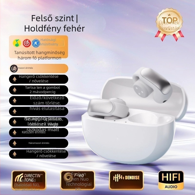 Csontvezetéses Bluetooth fülhallgató - clip-on, nem a fülben, zajcsökkentés, akkumulátor üzemideje 0–4 óra