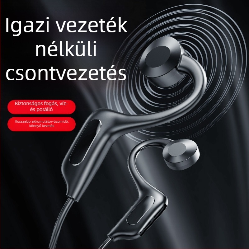 Csontvezetéses Bluetooth fülhallgató, nyakpántos kivitel, nyitott dizájn, digitális kijelző, Bluetooth 5.0, üzemidő 4–8 óra