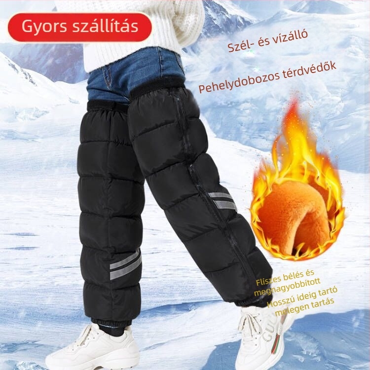 Téli kerékpáros és motorkerékpáros térdvédők, vízálló és szélálló, vastagabb párnázással, cipzárral a lábszáron, férfiaknak és nőknek