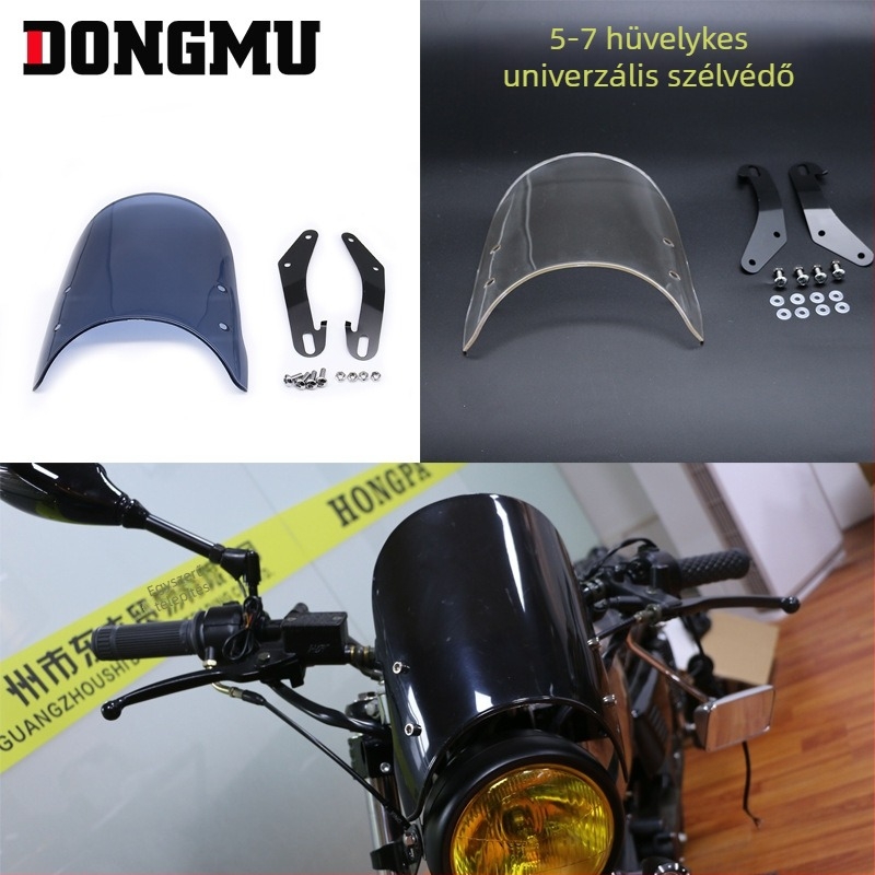 Motorkerékpár retro módosító kiegészítői: 5-7 hüvelykes első szélvédő és univerzális fényszóróvédő burkolat