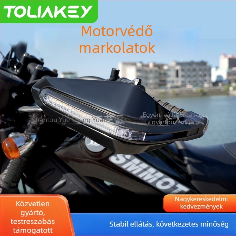 TOLIAKEY motorkerékpár kézvédő LED-lámpával, off-road, univerzális üreges kormánycsőhöz 14 mm feletti átmérő, ütközés- és esésvédelmet nyújt