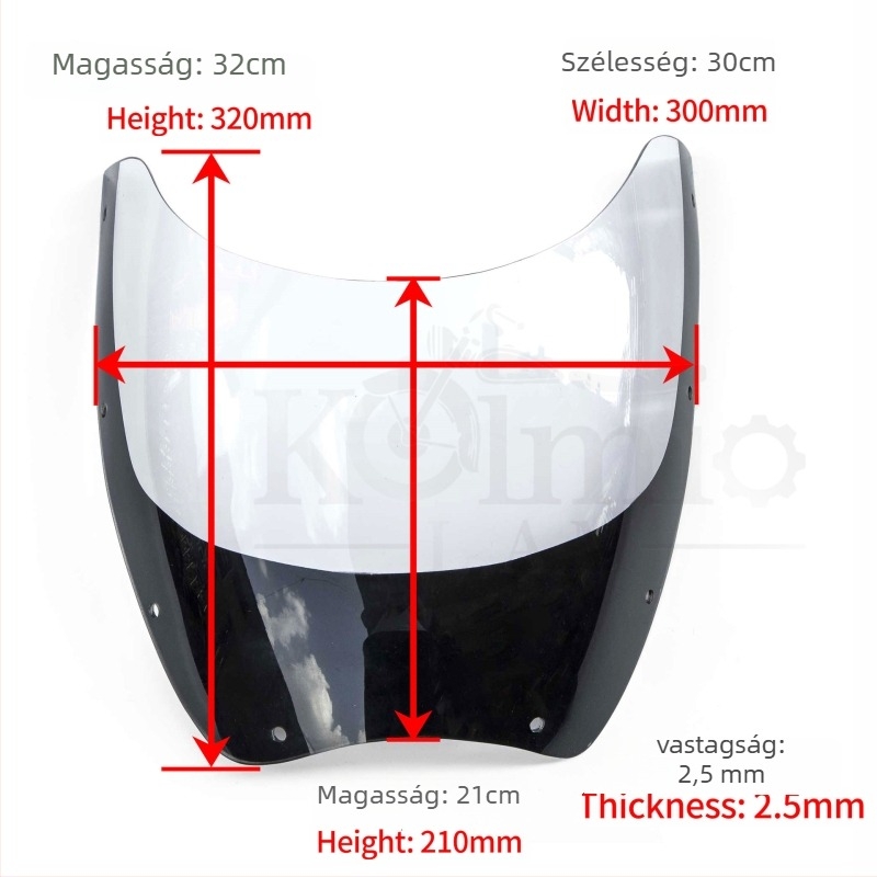 Yamaha RD250, RZ250, RZ350, DR350 és RD350LC modellhez illeszkedő első szélvédő — KOLMIO-LAM