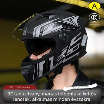 Teljes arcú motorkerékpár sisak – ABS, minden évszakhoz, felnőtteknek, GB811-2022A