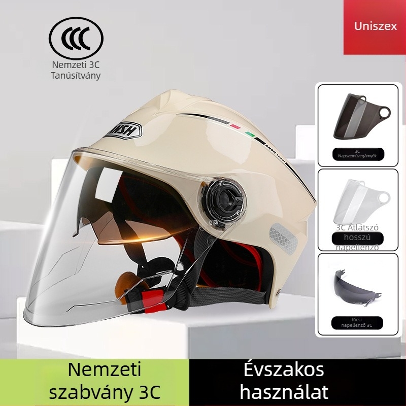 Elektromos motorkerékpár sisak, A osztályos szabvány, ABS héj, dupla arcvédő, 3C tanúsítvány