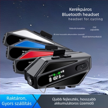 C6 motorkerékpár sisak kettős interkommal, Bluetooth fejhallgató, LCD-kijelző, zajcsökkentés, hangasszisztens — Bluetooth 5.0, vízálló és porálló, interkom akár 10 m, 40 órás üzemidő