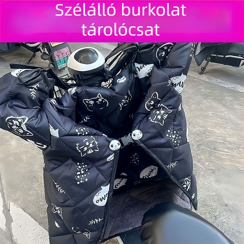 Szélvédővédő motorkerékpárok és elektromos járművekhez, leválasztható és állítható, egy darabból álló műanyag kivitel, fix csattal