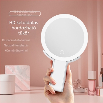 Sminktükör, kétoldalas nagyítással, hordozható, nem elektromos, ABS keret, alumínium tükröző felület