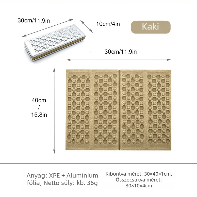 Tojásfészek alakú kemping párna — hordozható, összecsukható, nedvességálló EVA‑alumínium fóliával, egy személy számára