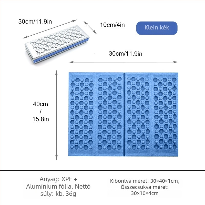 Tojásfészek alakú kemping párna — hordozható, összecsukható, nedvességálló EVA‑alumínium fóliával, egy személy számára