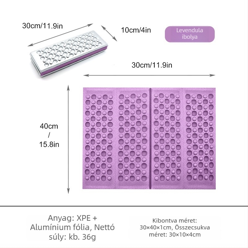 Tojásfészek alakú kemping párna — hordozható, összecsukható, nedvességálló EVA‑alumínium fóliával, egy személy számára