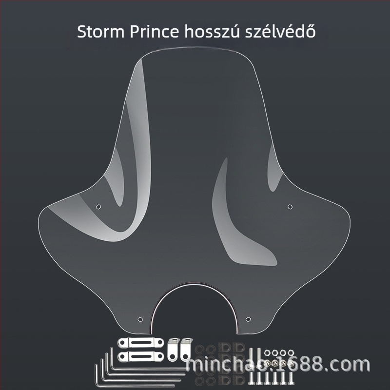 Motorkerékpár elülső szélvédő Suzuki Storm Prince 125/150 – PC anyag, hosszú kialakítás, kopásálló, HD átlátszóság