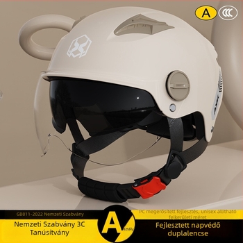 Elektronikus motorkerékpár sisak, ABS anyag, GB811-2022A (3C) tanúsított, fél sisak, városi közlekedéshez
