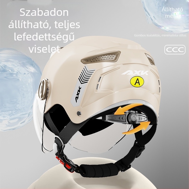 Elektronikus motorkerékpár sisak, ABS anyag, GB811-2022A (3C) tanúsított, fél sisak, városi közlekedéshez