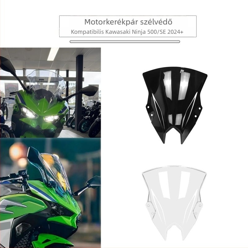 PC műanyagból készült első szélvédő deflektor Kawasaki Ninja 500 SE – motoros szélvédő, napvédelem, karcállóság, visszaverődésmentes