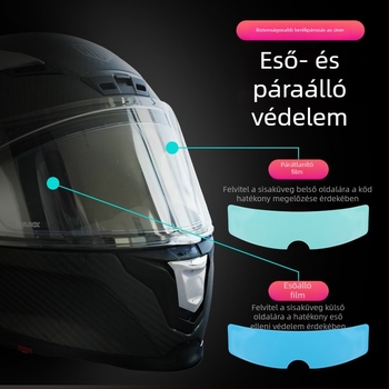 Párásodás elleni sisakfilm — univerzális sisakok motoros és elektromos járművek sisakjaihoz; hosszú távú páramentesítés, esőbiztos lencse, téli használat