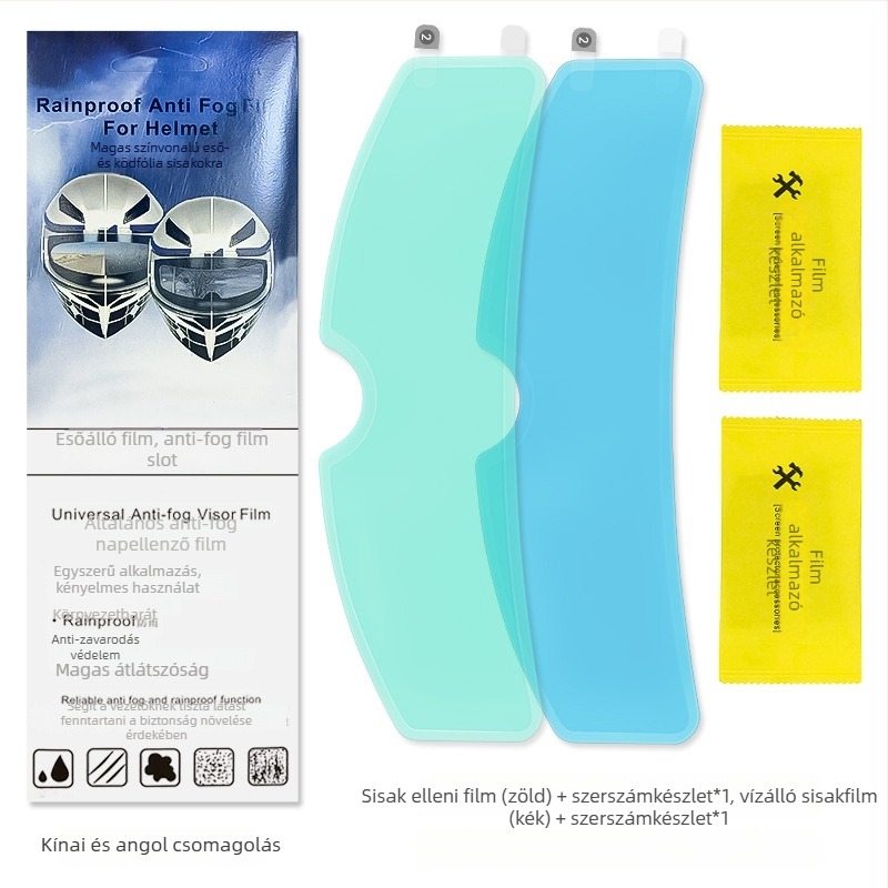 Párásodás elleni sisakfilm — univerzális sisakok motoros és elektromos járművek sisakjaihoz; hosszú távú páramentesítés, esőbiztos lencse, téli használat