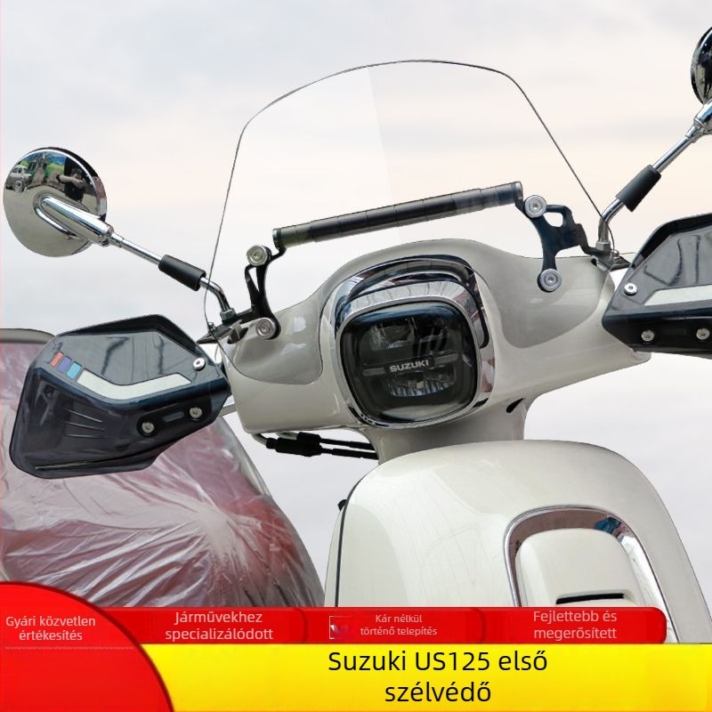 Suzuki US125-höz tervezett motorkerékpár elülső szélvédő kesztyűvédővel és deflektorral