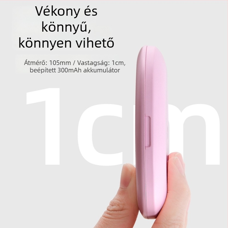 Sminktükör, kétoldalas, 5x nagyítás, kör alakú, fedéllel, hordozható