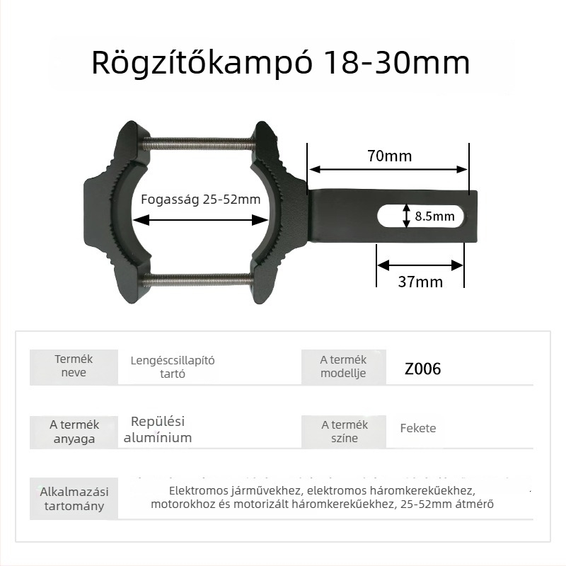 Univerzális lengéscsillapító tartó motorkerékpár világító lámpákhoz (alumínium ötvözet, első csőbilincs, modellek: z003/z004/z005/z006/z009/z018)