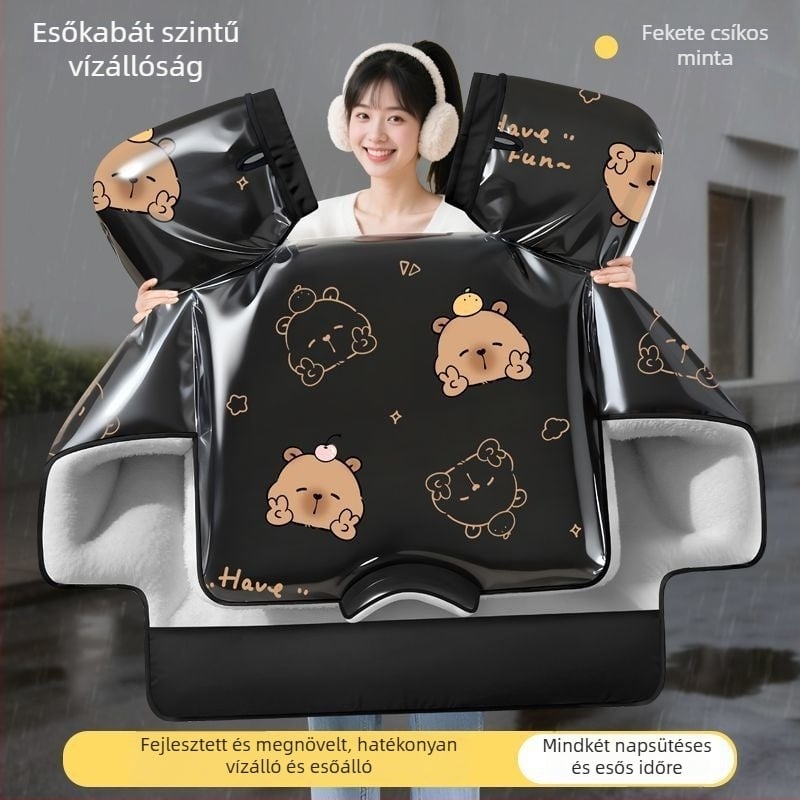Edzett elektromos jármű szélvédő téli fleece bélésével, vastag és meleg, vízálló elektromos motorkerékpárhoz
