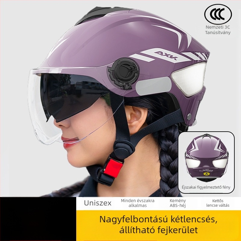 AXK Elektromos motorkerékpár sisak – ABS, fél sisak, GB811-2022A tanúsított, egész éves használatra