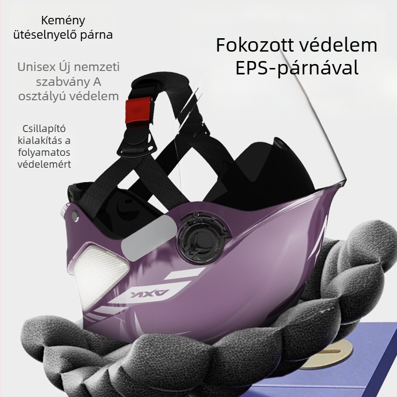 AXK Elektromos motorkerékpár sisak – ABS, fél sisak, GB811-2022A tanúsított, egész éves használatra