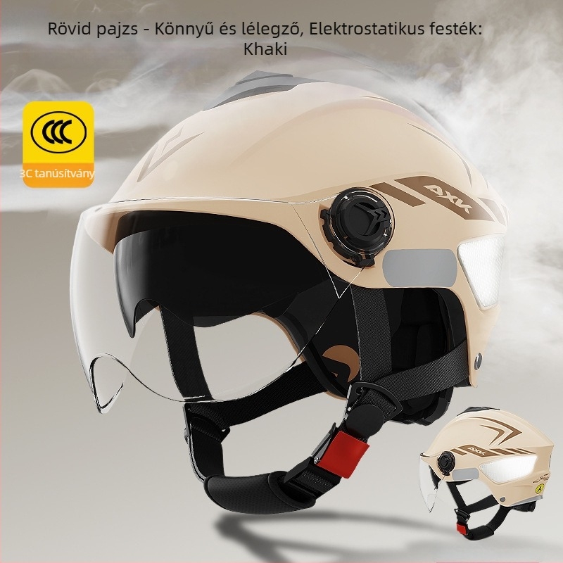 AXK Elektromos motorkerékpár sisak – ABS, fél sisak, GB811-2022A tanúsított, egész éves használatra