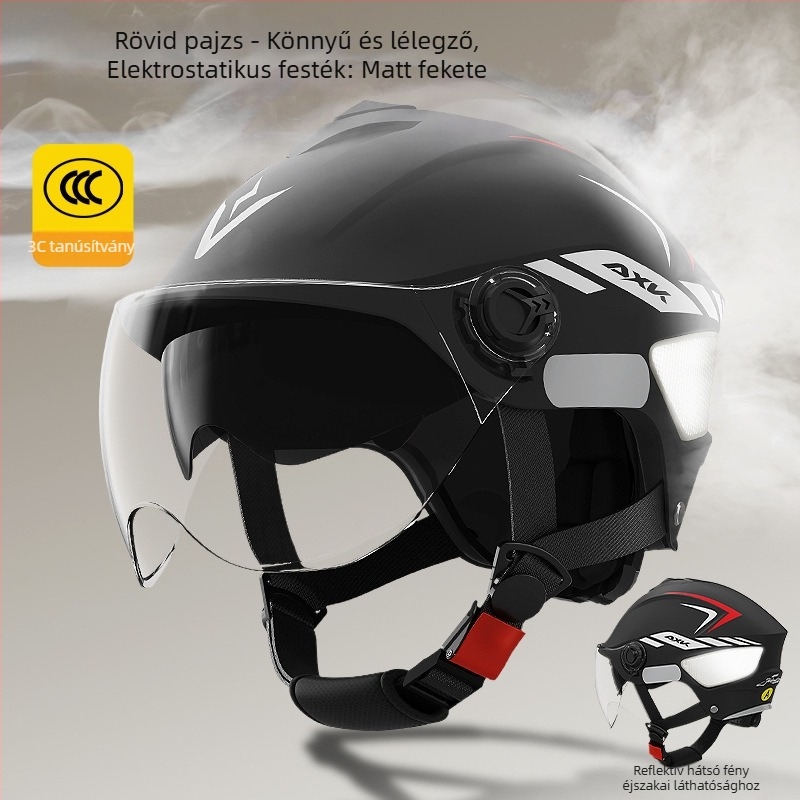 AXK Elektromos motorkerékpár sisak – ABS, fél sisak, GB811-2022A tanúsított, egész éves használatra