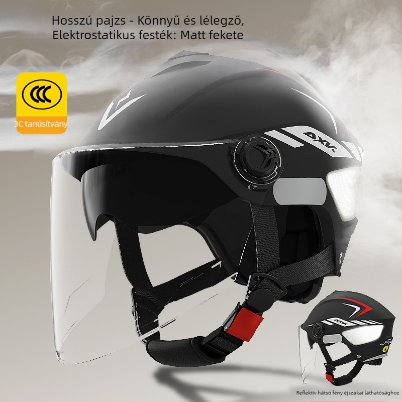 AXK Elektromos motorkerékpár sisak – ABS, fél sisak, GB811-2022A tanúsított, egész éves használatra