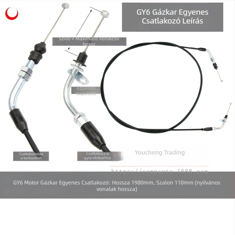 GY6 motor gázpedál-kábel robogóhoz, vasból, húzódrót stílus, You Cheng