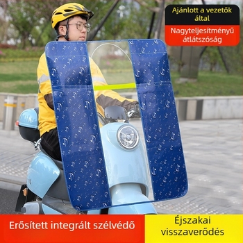 Elektromos motorkerékpár és elektromos autó előtti szélvédővédő – PVC, összecsukható, HD átlátszó pajzs