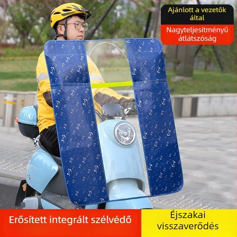 Elektromos motorkerékpár és elektromos autó előtti szélvédővédő – PVC, összecsukható, HD átlátszó pajzs