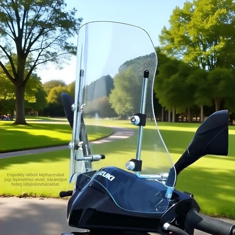 Elektromos jármű első szélvédő, átlátszó műanyag pajzs, kopásálló, logónyomtatás elérhető