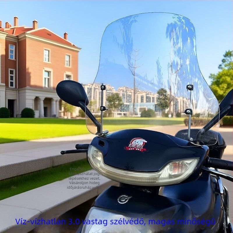 Elektromos jármű első szélvédő, átlátszó műanyag pajzs, kopásálló, logónyomtatás elérhető