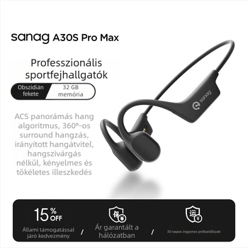 Légvezetéses Bluetooth fülhallgató beépített memóriával, Bluetooth 5.3, 10 m hatótávolság, 4–8 óra üzemidő, IPX6 vízállóság