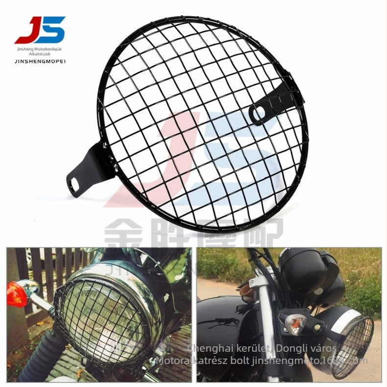Motorkerékpár fényszóró hálós védőburkolat, retro CG125/GN125, alumíniumötvözet, JS márka, testreszabás elérhető